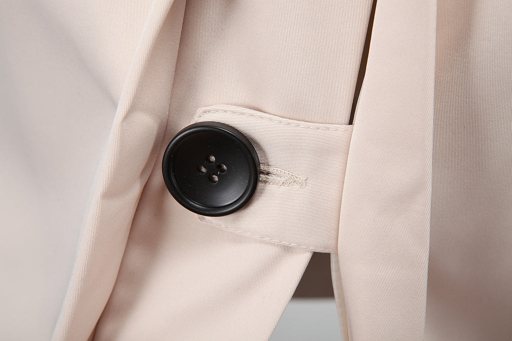 Trench coat largo con cinturón – cortaviento y doble botonadura para primavera y otoño