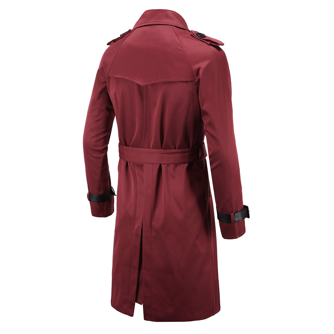 Trench coat largo con cinturón – cortaviento y doble botonadura para primavera y otoño