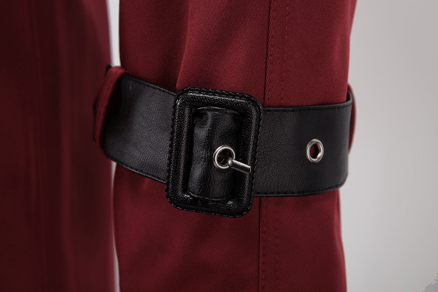 Trench coat largo con cinturón – cortaviento y doble botonadura para primavera y otoño