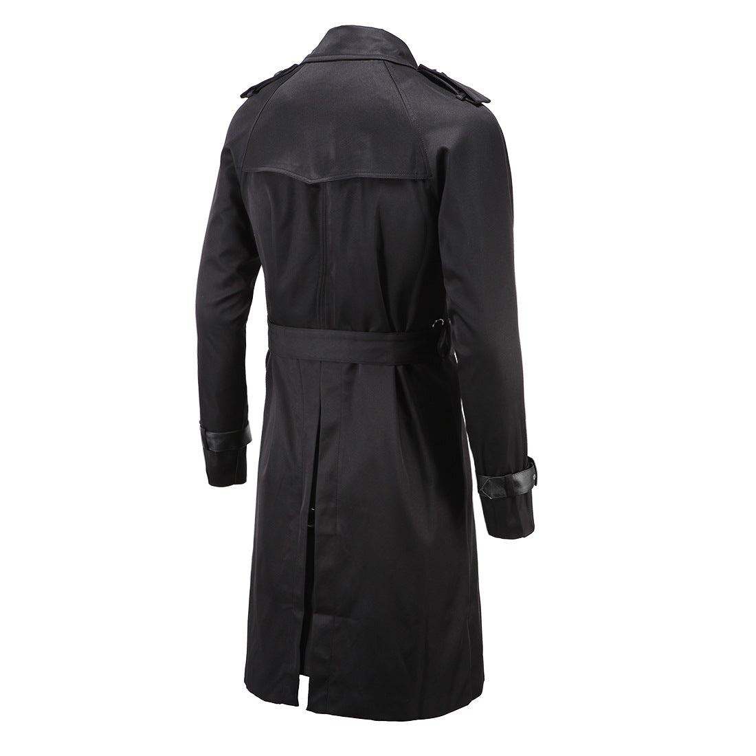 Trench coat largo con cinturón – cortaviento y doble botonadura para primavera y otoño