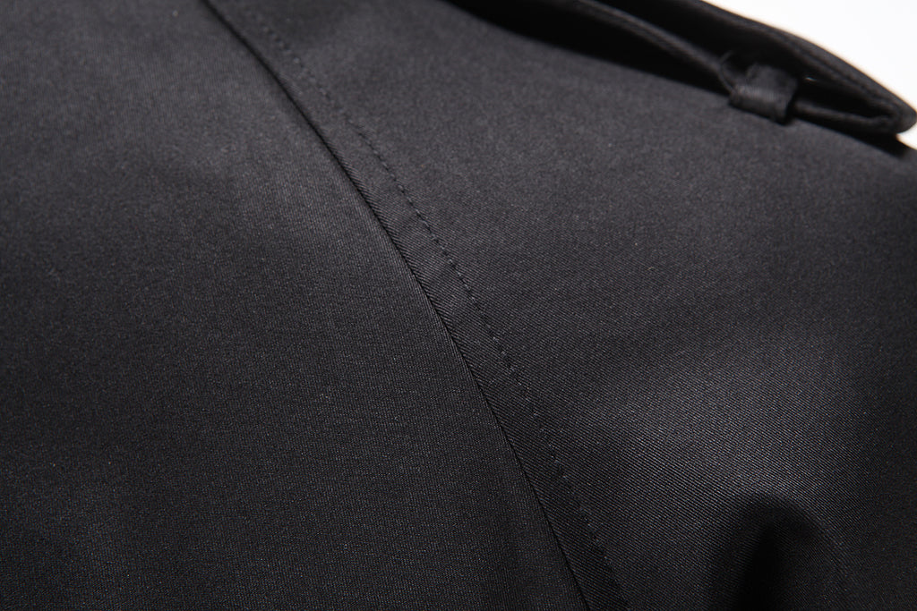 Trench coat largo con cinturón – cortaviento y doble botonadura para primavera y otoño