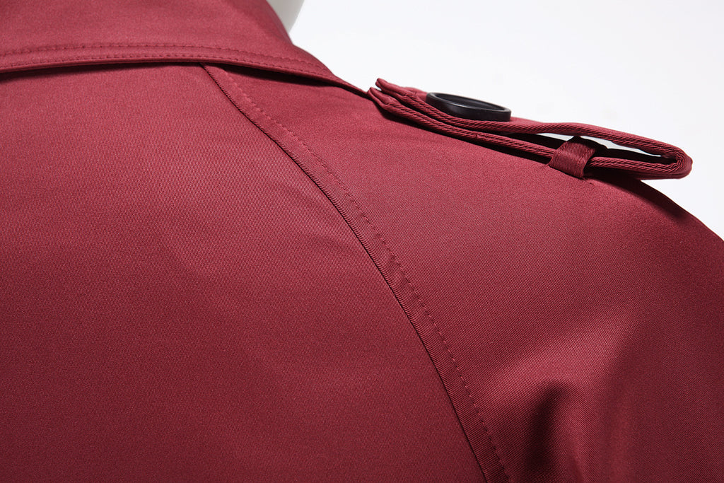 Trench coat largo con cinturón – cortaviento y doble botonadura para primavera y otoño
