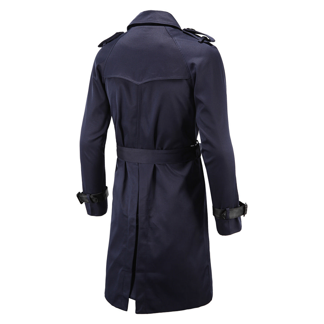 Trench coat largo con cinturón – cortaviento y doble botonadura para primavera y otoño