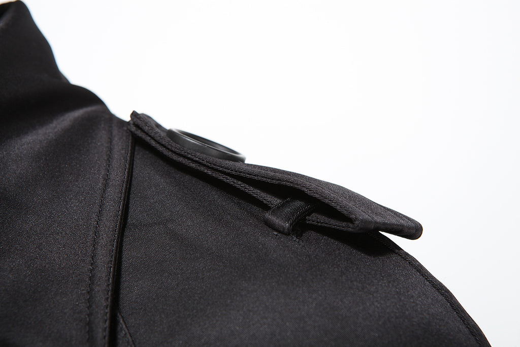 Trench coat largo con cinturón – cortaviento y doble botonadura para primavera y otoño