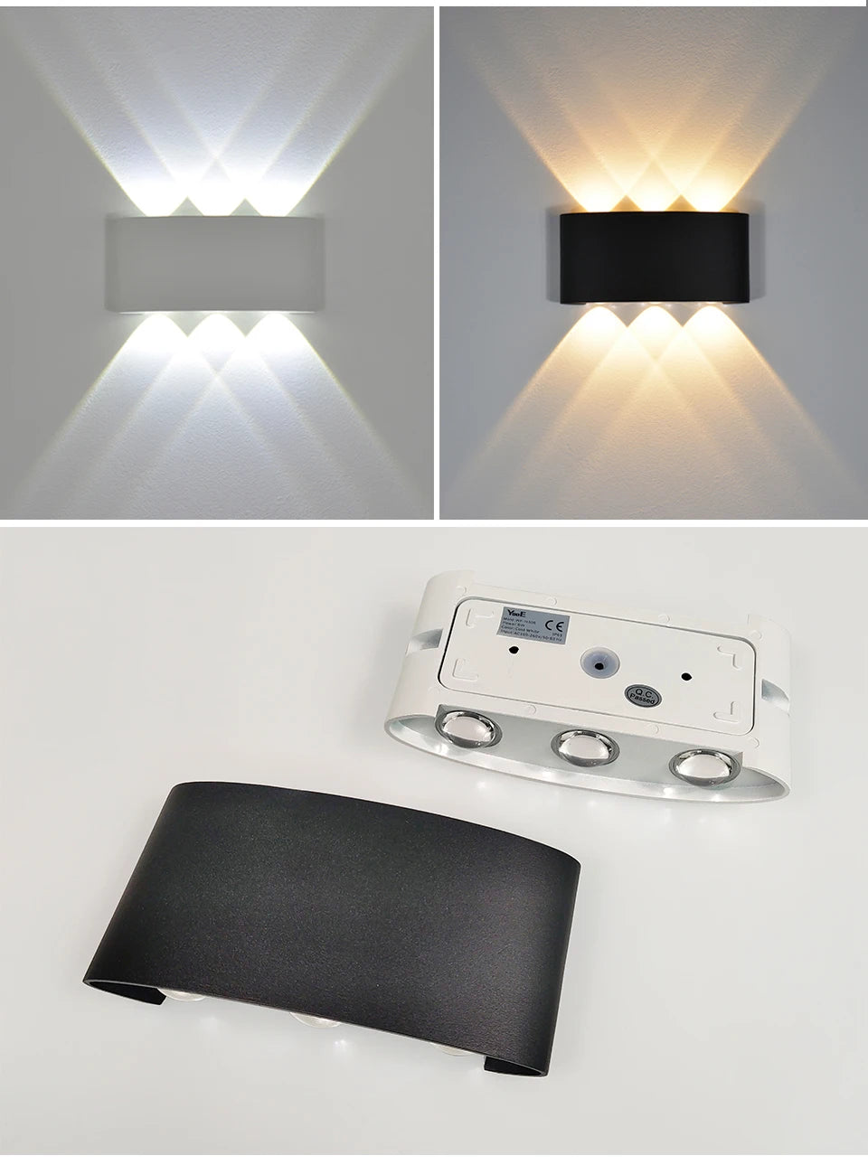 Lámpara de pared LED – aluminio moderno, IP65, blanca y negra para interior y exterior
