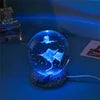 Lámpara 3D de medusa, delfín y más – bola de cristal con base de madera y luz USB