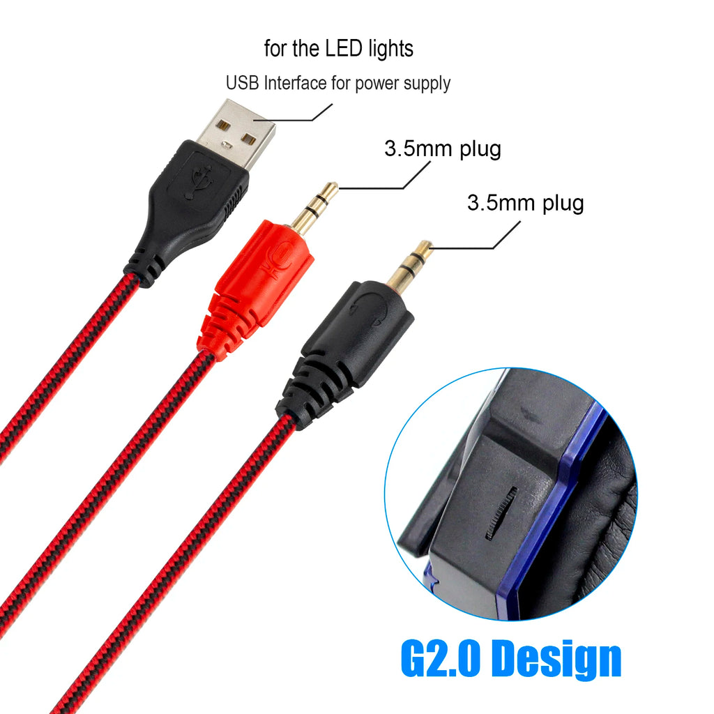Auriculares gaming con cable – micrófono y luces LED para PC, PS4, PS5 y Xbox