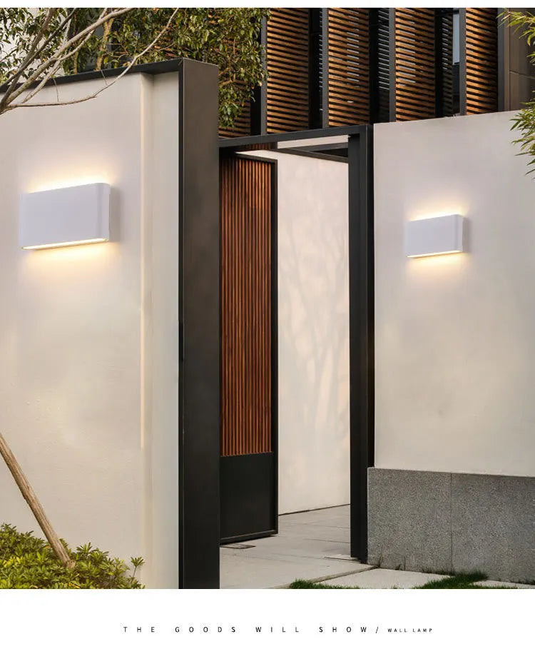 Lámpara LED de pared impermeable IP65 – luz cálida para exterior e interior
