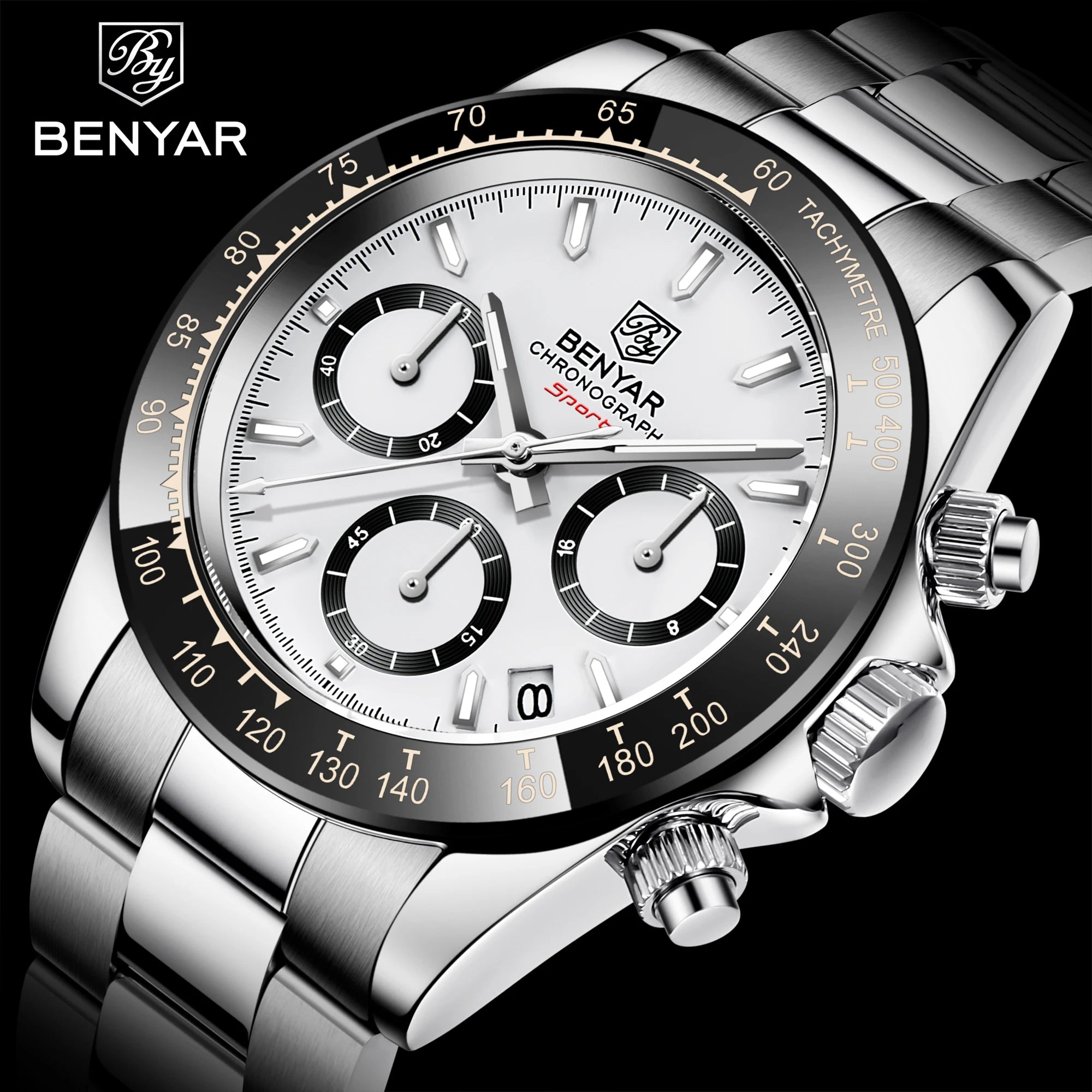 Reloj BENYAR para hombre – cronógrafo deportivo de lujo, resistente al agua y acero inoxidable