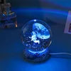 Lámpara 3D de medusa, delfín y más – bola de cristal con base de madera y luz USB