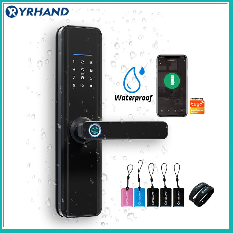 Cerradura inteligente Tuya X7 – WiFi, impermeable y kit electrónico para puerta