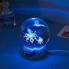 Lámpara 3D de medusa, delfín y más – bola de cristal con base de madera y luz USB