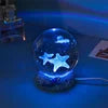 Lámpara 3D de medusa, delfín y más – bola de cristal con base de madera y luz USB