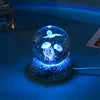 Lámpara 3D de medusa, delfín y más – bola de cristal con base de madera y luz USB