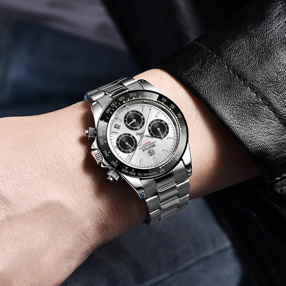 Reloj BENYAR para hombre – cronógrafo deportivo de lujo, resistente al agua y acero inoxidable