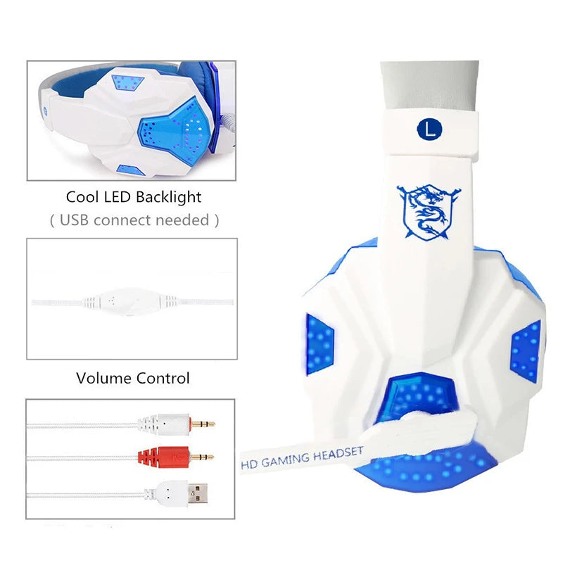 Auriculares gaming con cable – micrófono y luces LED para PC, PS4, PS5 y Xbox