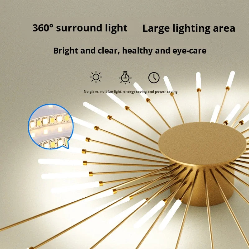 Lámpara colgante moderna LED – diseño acrílico con efecto fuegos artificiales y control remoto