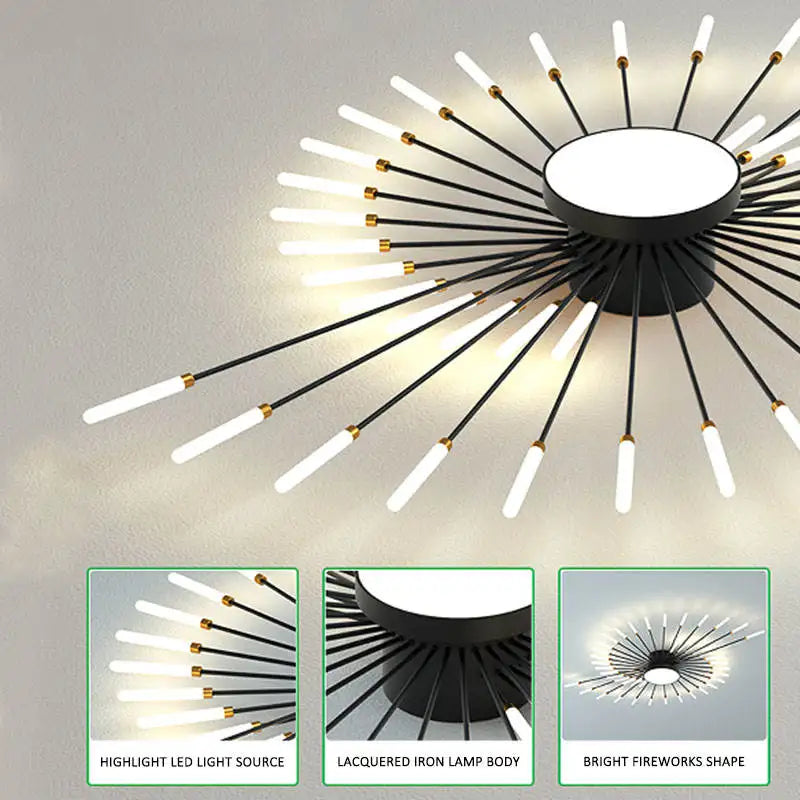 Lámpara colgante moderna LED – diseño acrílico con efecto fuegos artificiales y control remoto