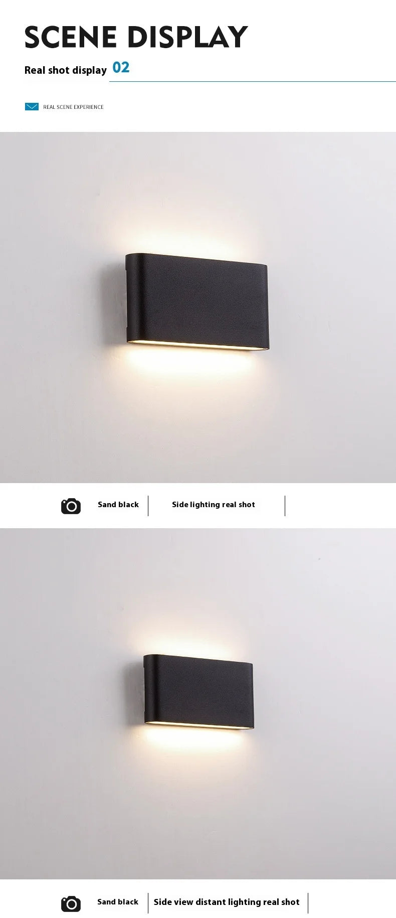 Lámpara LED de pared impermeable IP65 – luz cálida para exterior e interior