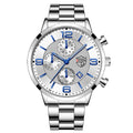 Reloj de lujo hombre – acero inoxidable, cuarzo, calendario y cuero