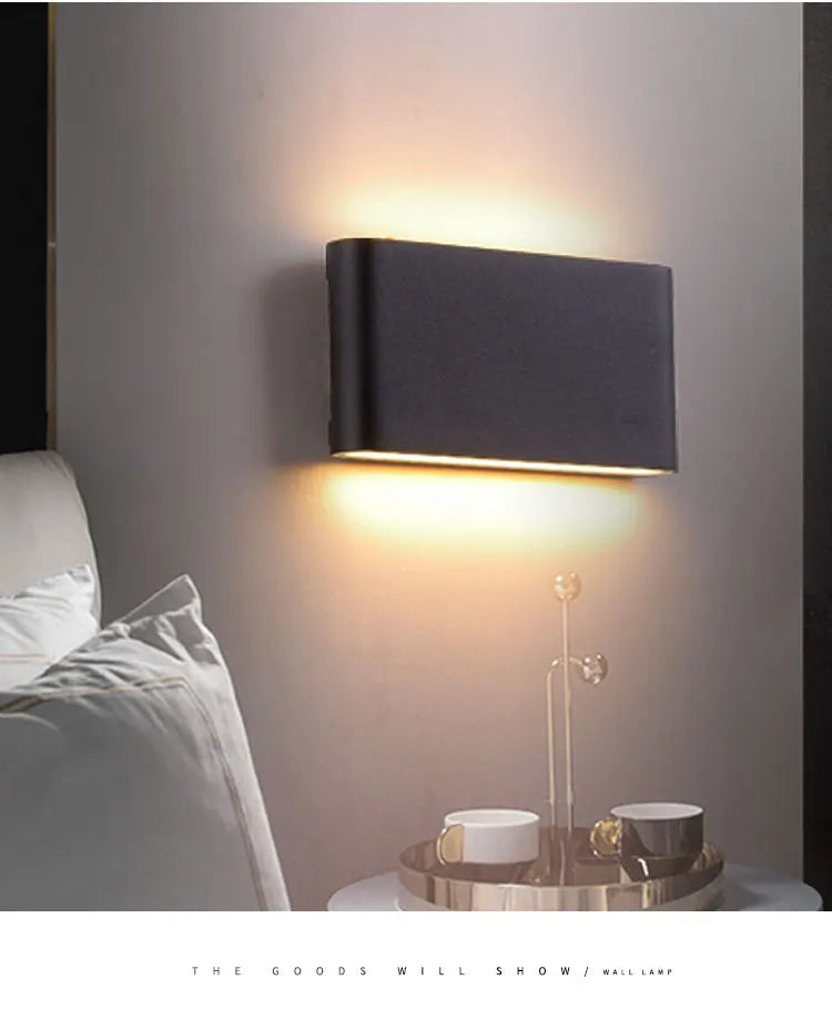 Lámpara LED de pared impermeable IP65 – luz cálida para exterior e interior