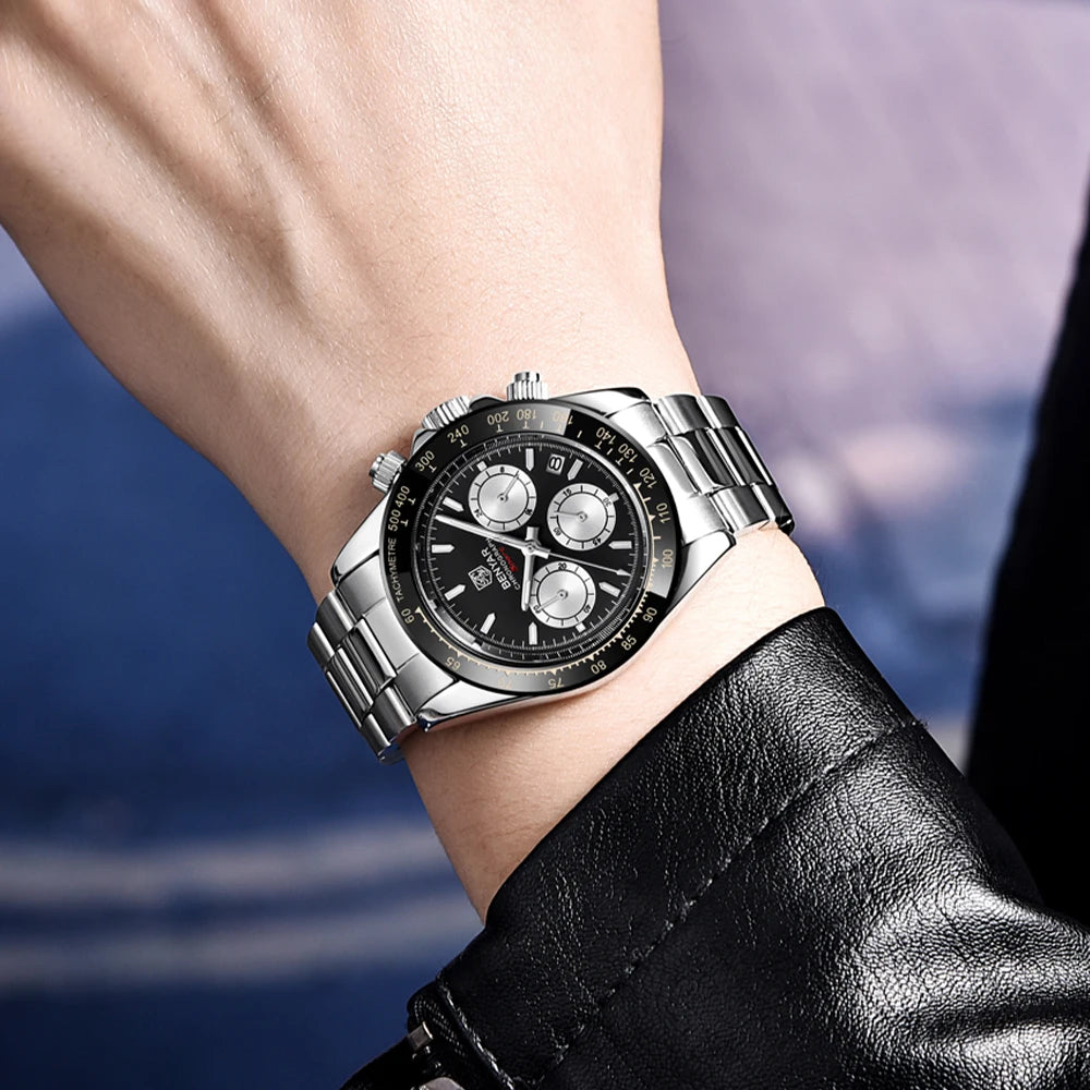Reloj BENYAR para hombre – cronógrafo deportivo de lujo, resistente al agua y acero inoxidable
