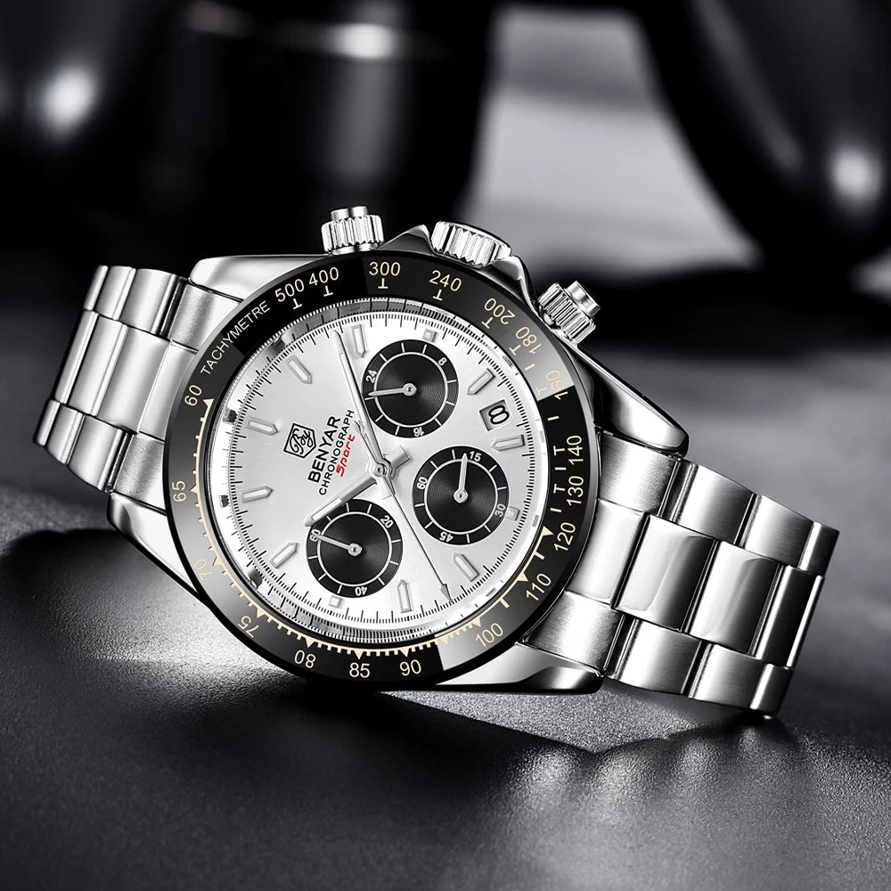 Reloj BENYAR para hombre – cronógrafo deportivo de lujo, resistente al agua y acero inoxidable