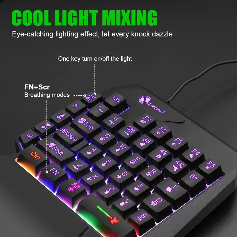 Mini teclado gaming USB – 35 teclas, ultra delgado y retroiluminado