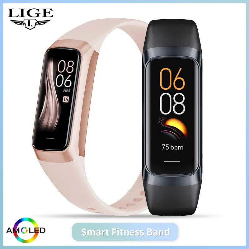 Smartwatch LIGE AMOLED – banda inteligente unisex con monitor de ritmo cardíaco y presión