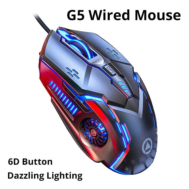 Mouse gaming Silver Eagle G5 – silencioso, cableado, 6 botones y luces LED