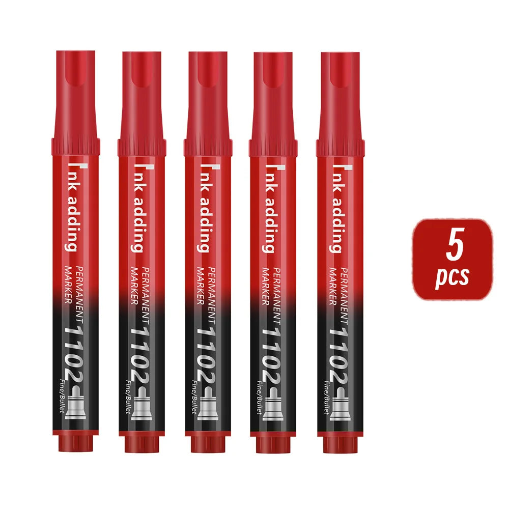 Set marcador permanente 2mm – tinta roja, azul y negra, punta fina y rápido secado