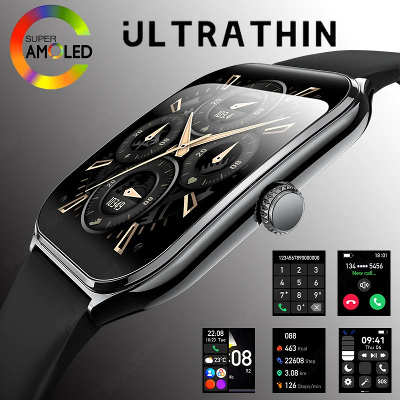 Smartwatch ultra delgado – pantalla AMOLED 1.96" HD para hombre y mujer, compatible Huawei
