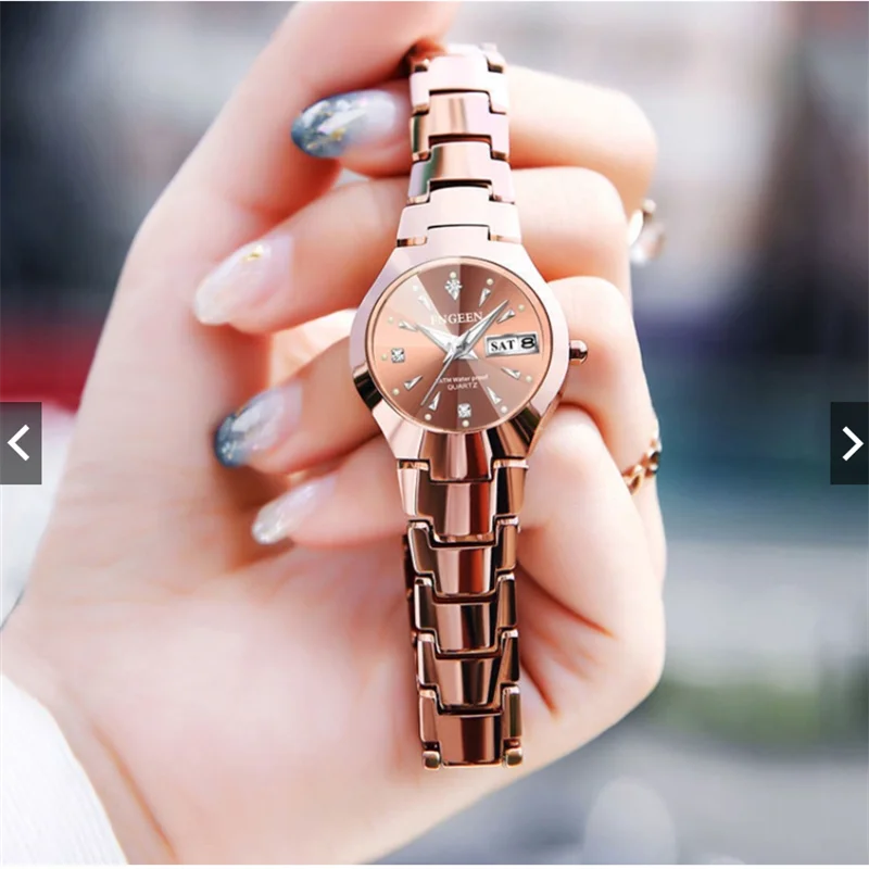 Set de relojes FNGEEN 5808 para parejas – cuarzo, lujo y resistente al agua