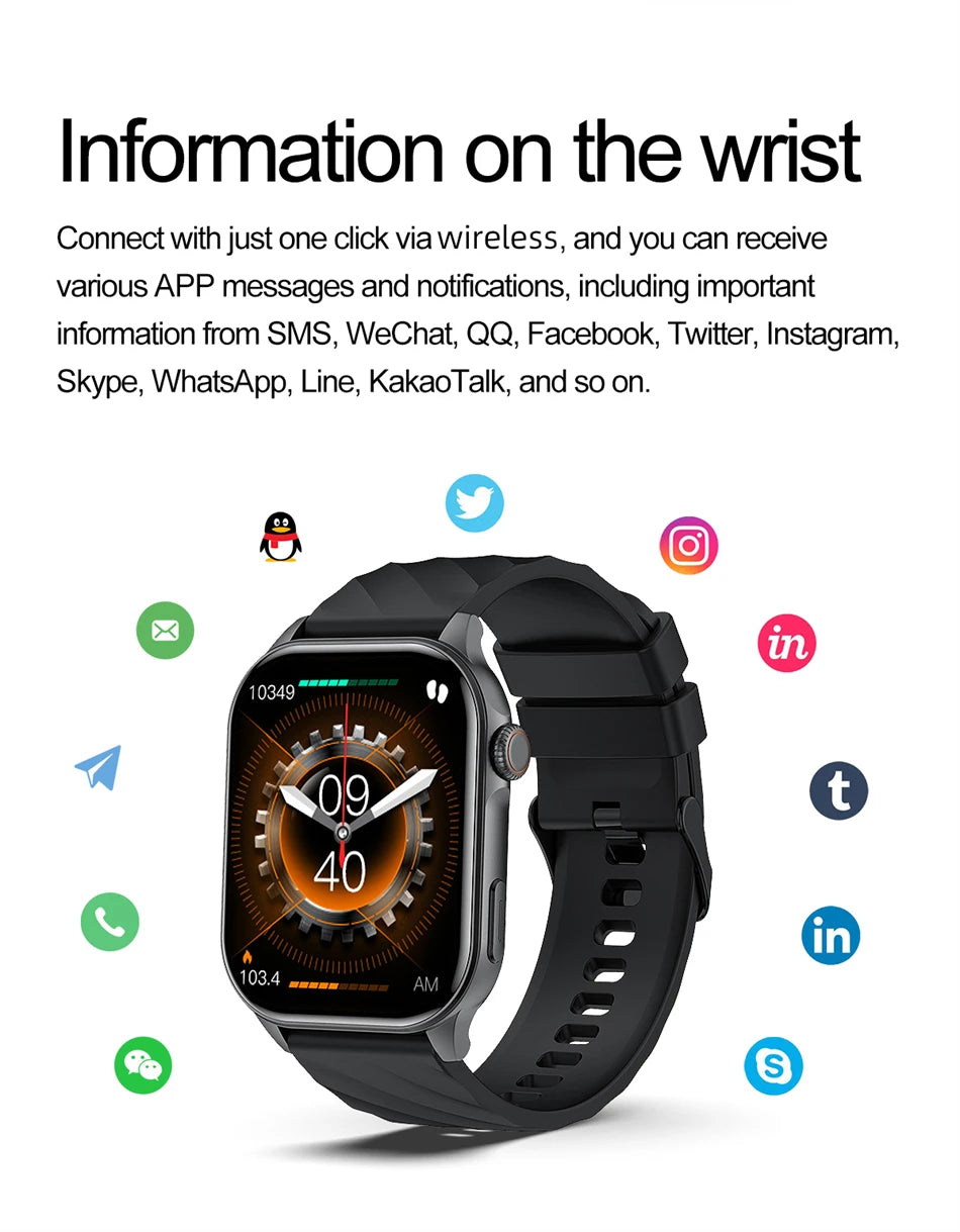 Smartwatch LIGE mujer – pantalla HD 2.01", monitor de salud y resistente al agua