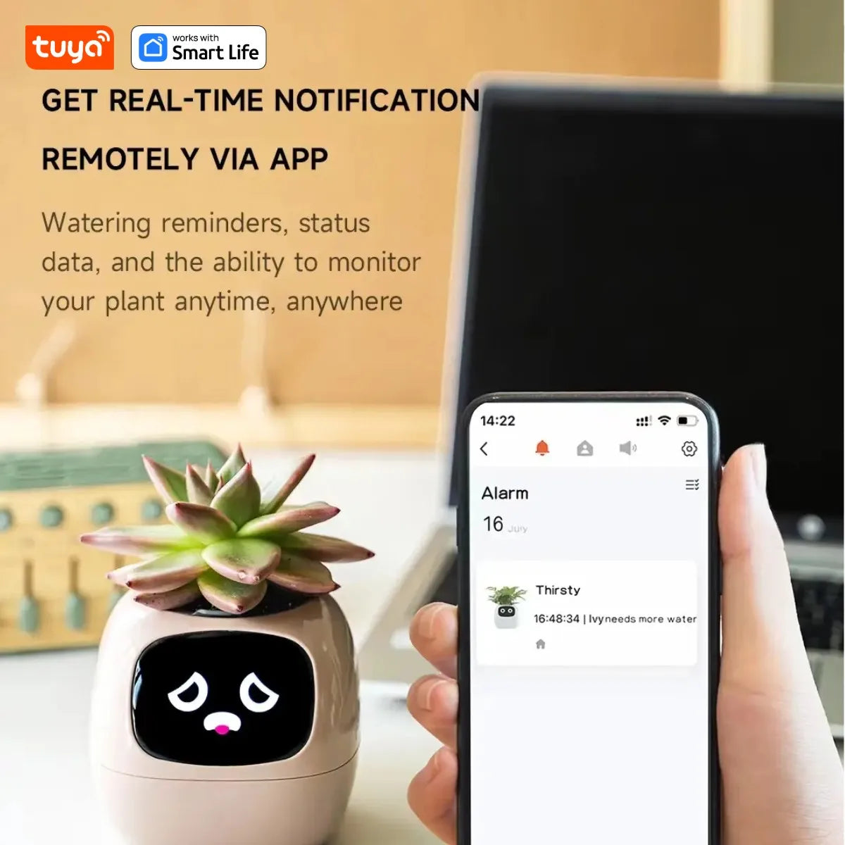 Maceta inteligente Tuya Ivy blanca – diversión ilimitada con sensores y AI