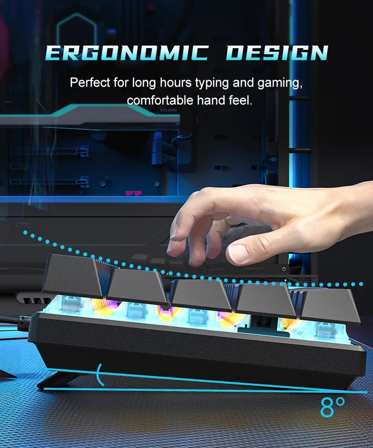 Teclado mecánico gaming – compacto, blanco y para PC/laptop