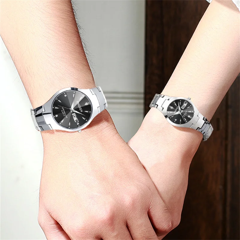 Set de relojes FNGEEN 5808 para parejas – cuarzo, lujo y resistente al agua