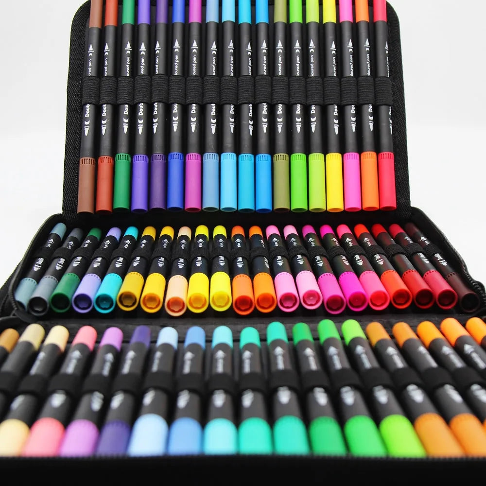 Set de 60 marcadores doble punta LOLEDE – colores vibrantes para dibujo y escritura