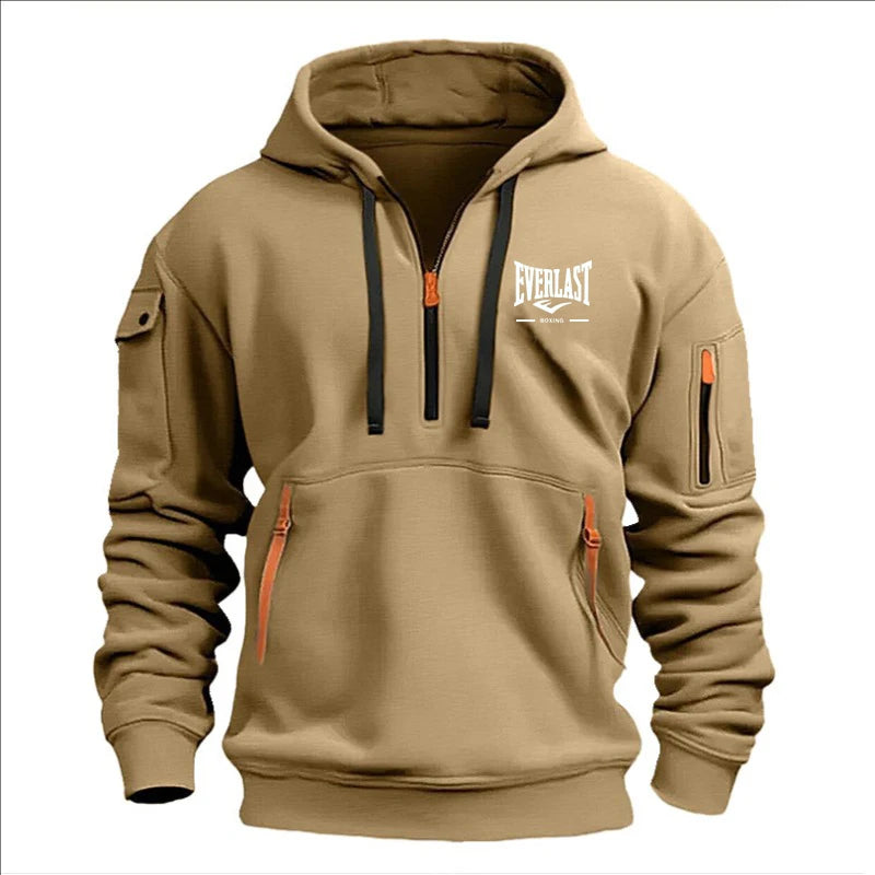 Hoodie casual con diseño multi-zipper – estampado y corte suelto para otoño/invierno