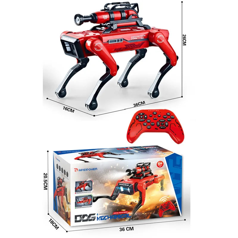 Perro Robot Bombero Inteligente con IA - Mascota Electrónica - Interacción por Voz - Control Remoto - Juguete para Niños