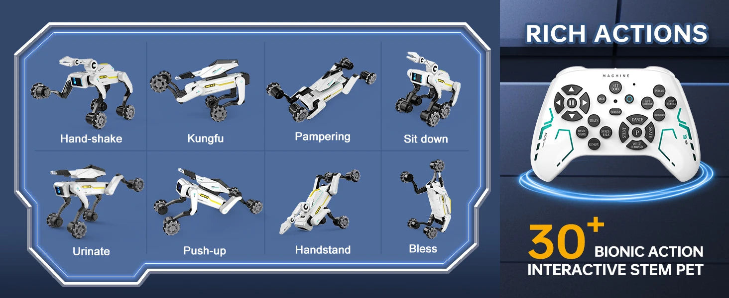 Perro Robot Inteligente con IA RC - Diálogo por Voz - Control APP Remoto - Programación - Canta y Baila - Perro Mecánico - Juguete para Niños