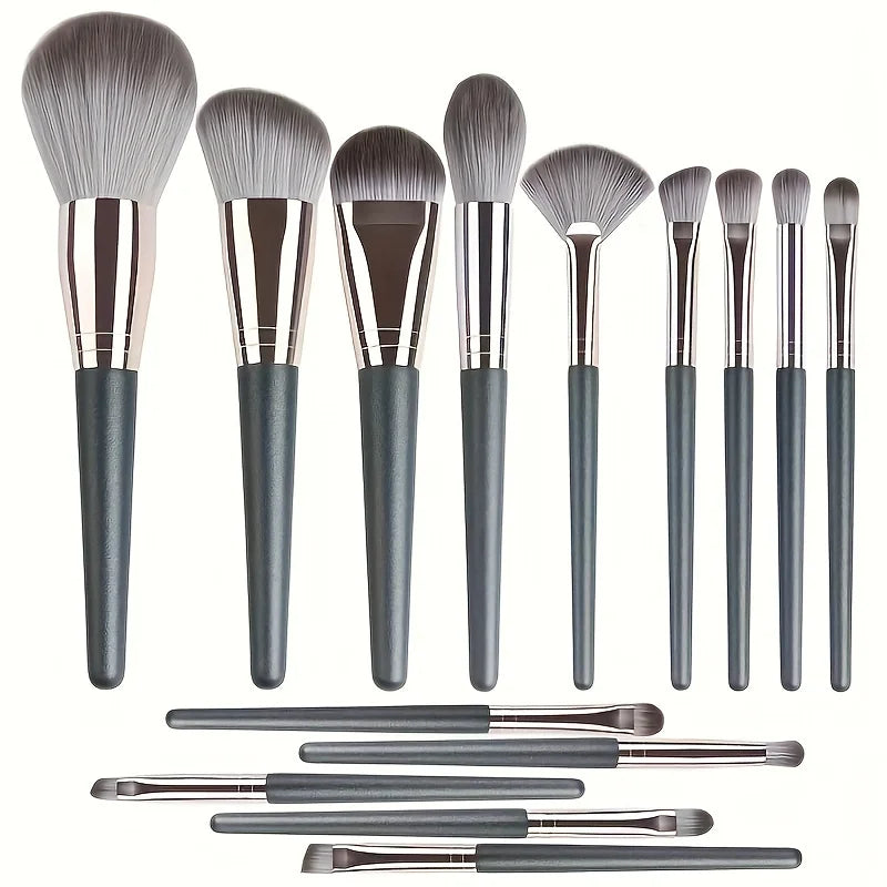 Set de 14 pinceles de maquillaje – profesional, suaves para rostro y ojos