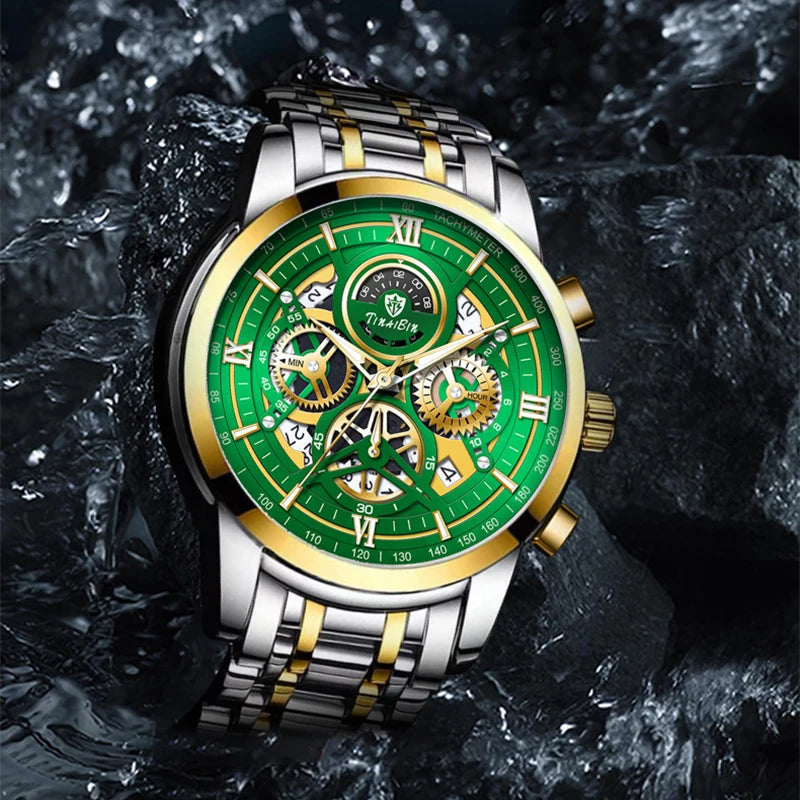 Reloj de lujo verde TINABIN – elegante, resistente al agua y para negocios
