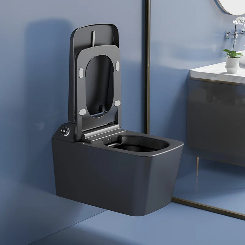 Inodoro inteligente negro mate – tanque oculto y diseño suspendido
