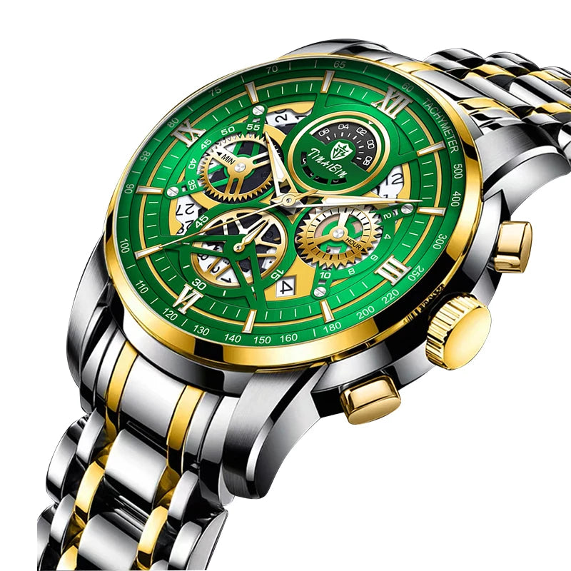Reloj de lujo verde TINABIN – elegante, resistente al agua y para negocios