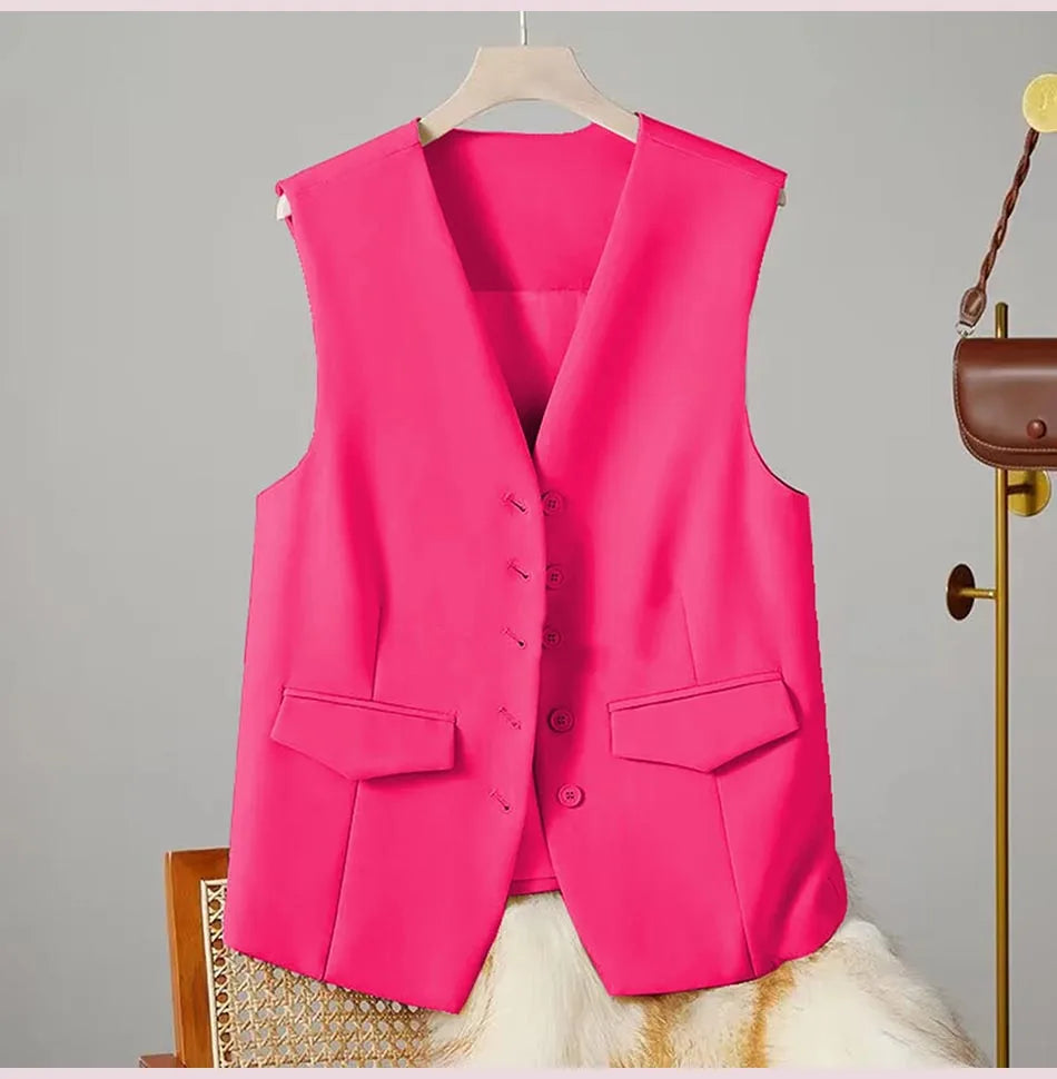 Chaleco elegante mujer – business con escote en V y diseño sin mangas