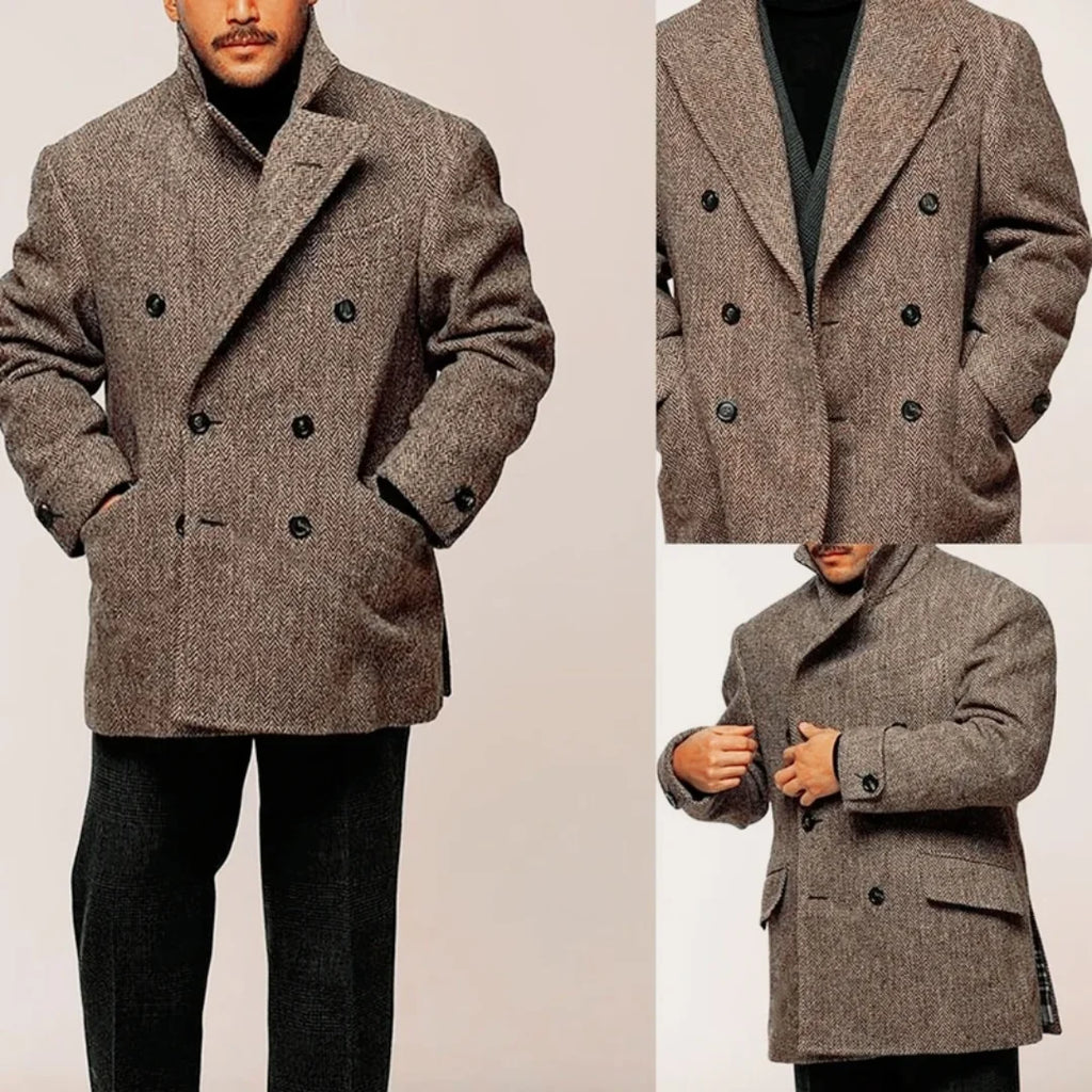 Blazer hombre marrón espiga – doble botonadura y estilo casual