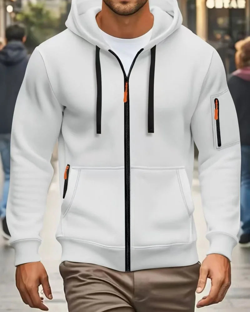Hoodie hombre moderno – versátil con múltiples bolsillos y diseño simple