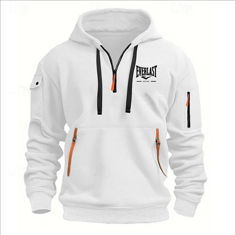 Hoodie casual con diseño multi-zipper – estampado y corte suelto para otoño/invierno