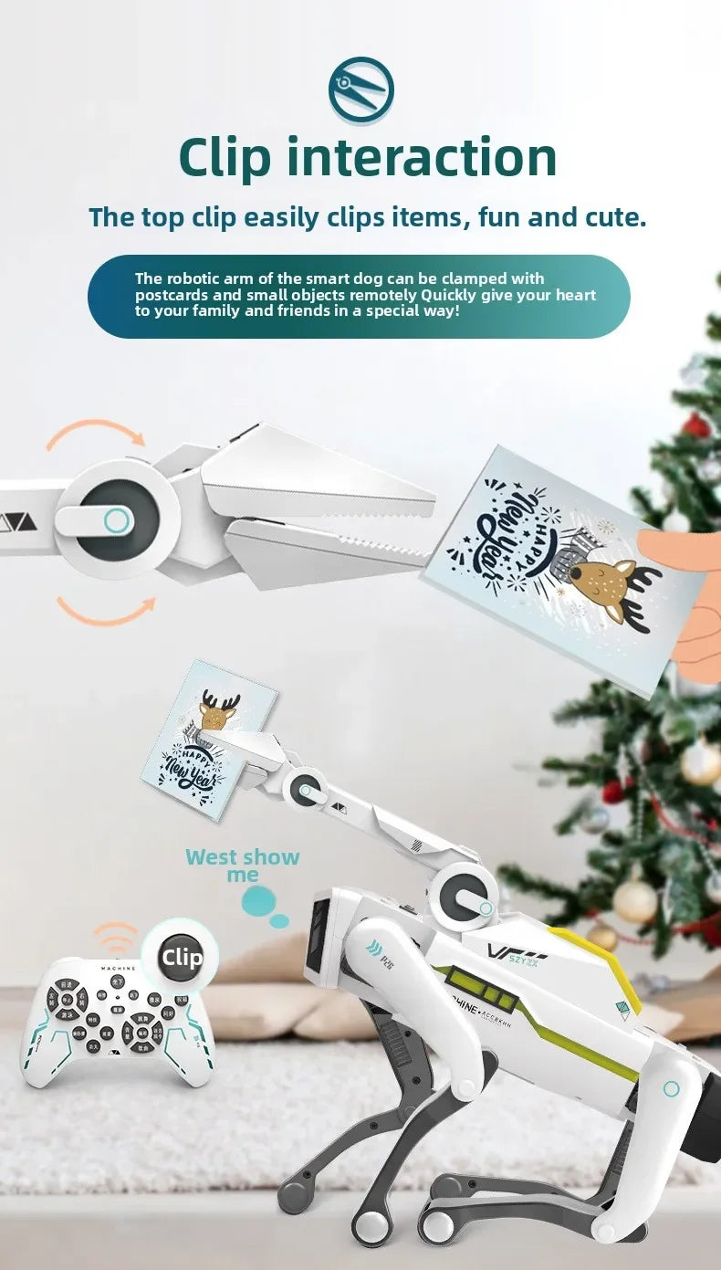 Perro Robot Teeggi Inteligente RC con Pinza - Multifunción - Perro Mecánico Educativo - Juguete Biónico Smart - Regalo